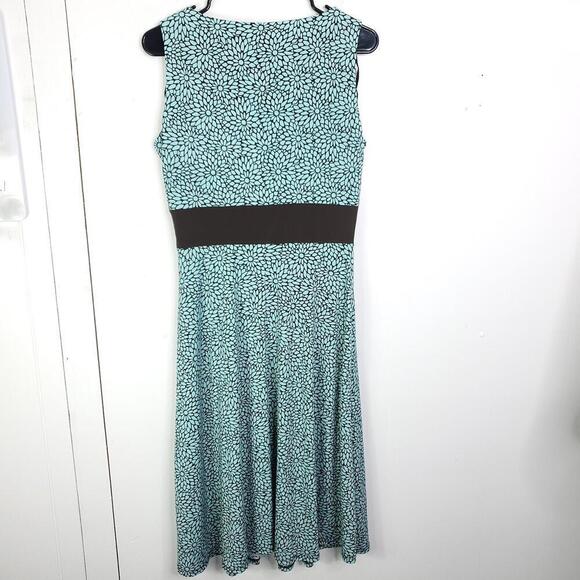 Perceptions Dress Womens 10P Empire Waist Babydoll Y2K Blue Brown Florals Midi - Picture 2 of 8